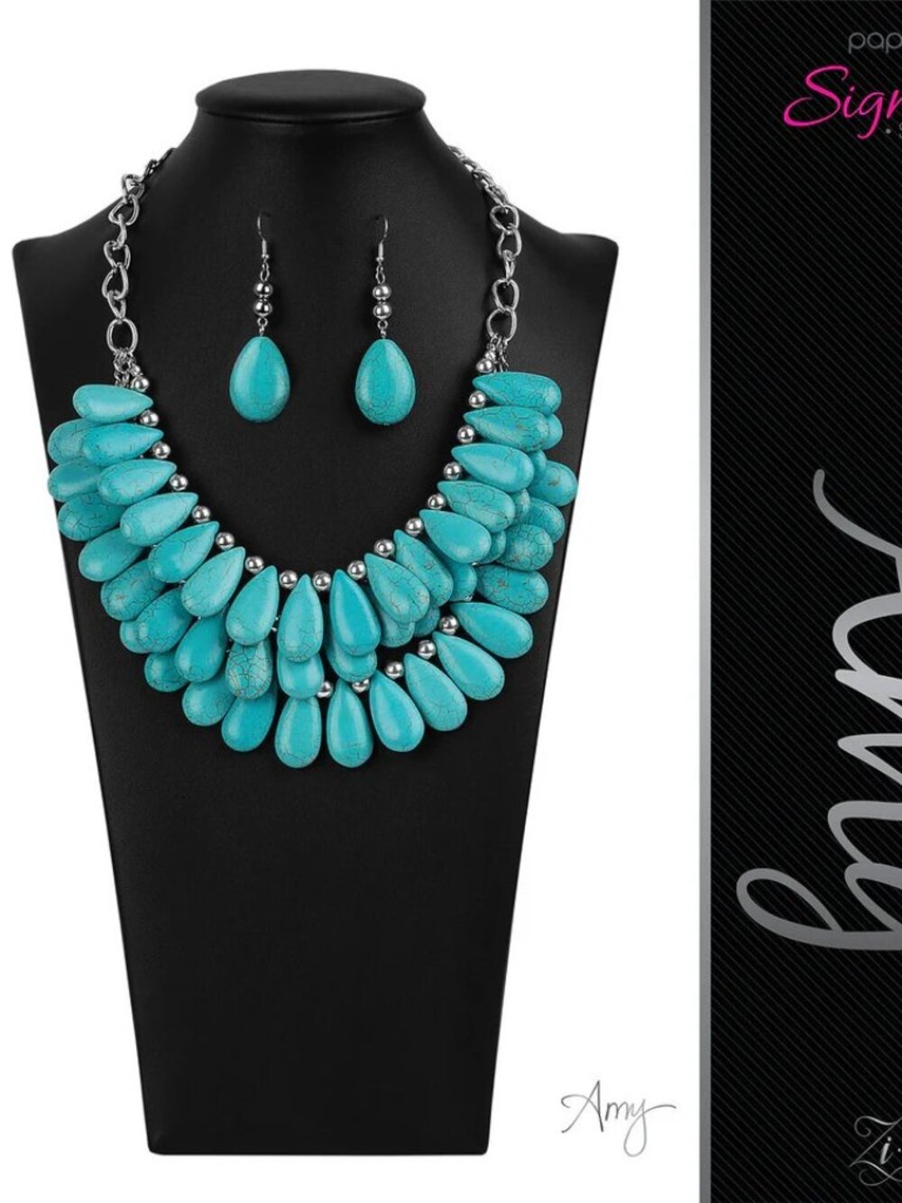 Paparazzi Zi Collection “The Amy” Signature Series Turquoise Necklace & Earrings